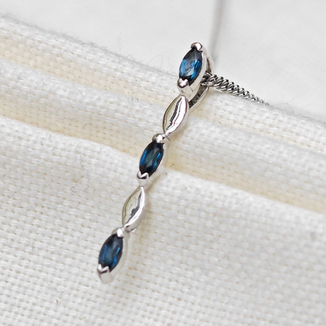 London Blue Topaz Pendant Sterling Silver Infinity Marquise