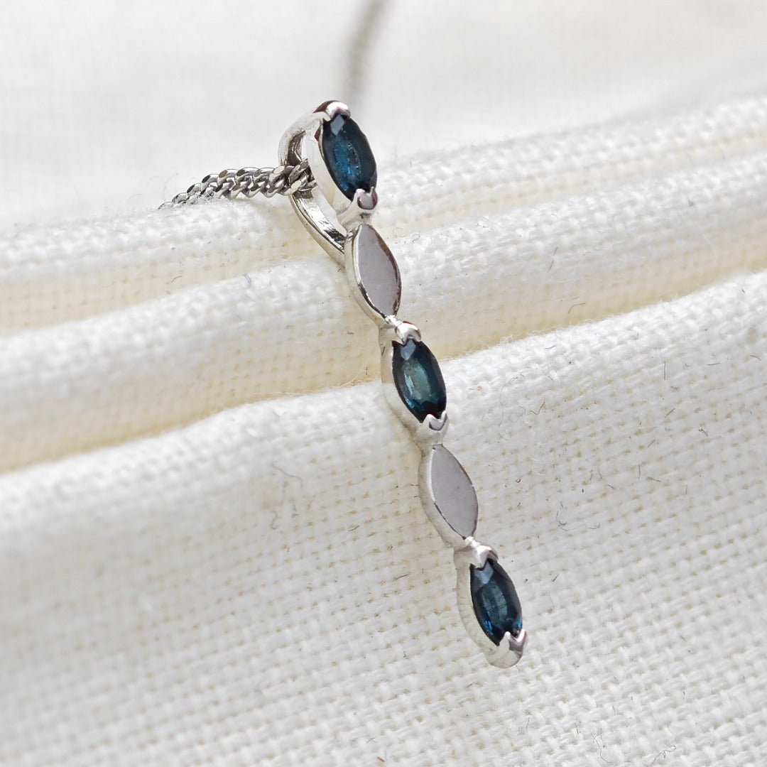 London Blue Topaz Pendant Sterling Silver Infinity Marquise