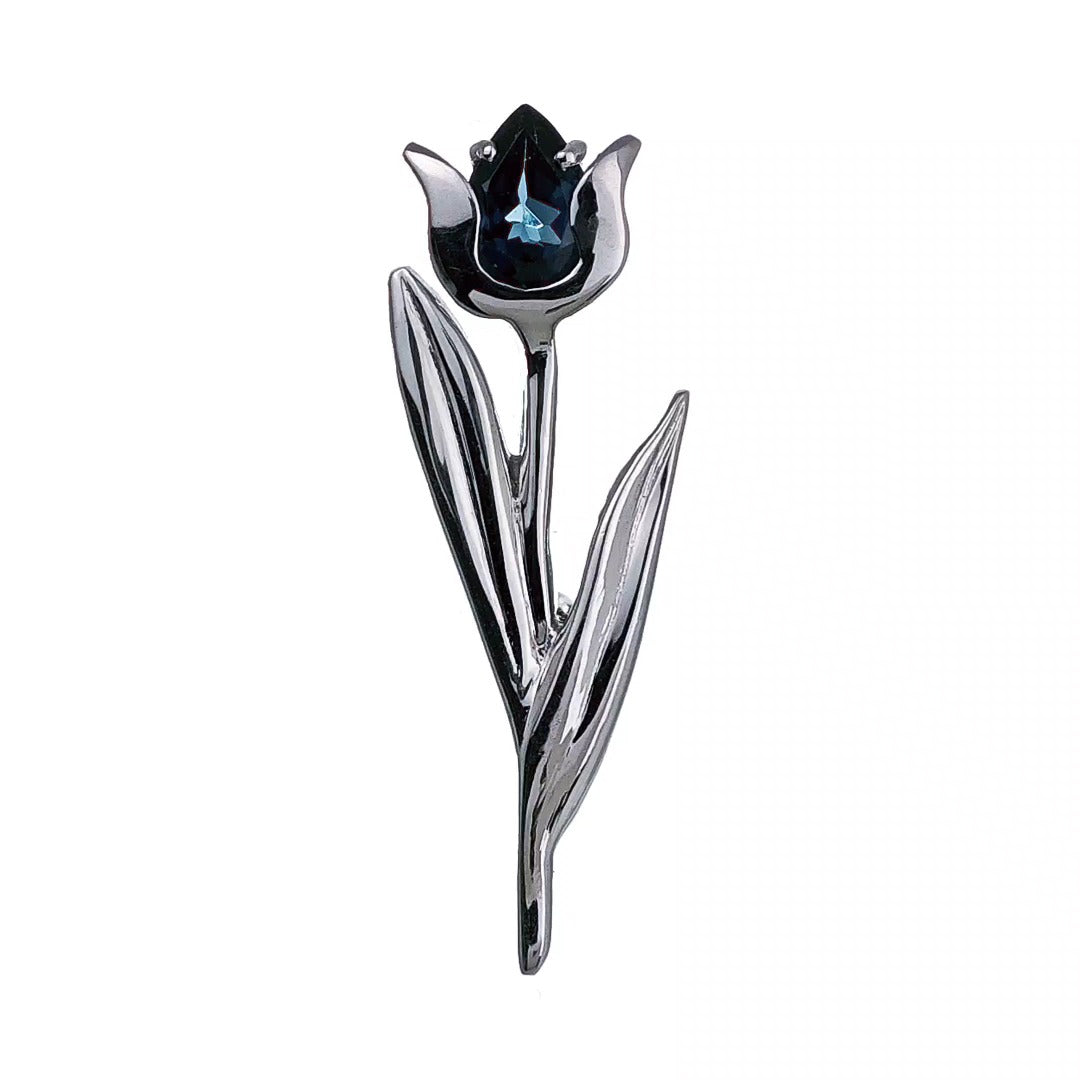 London Blue Topaz Brooch Sterling Silver Tulip