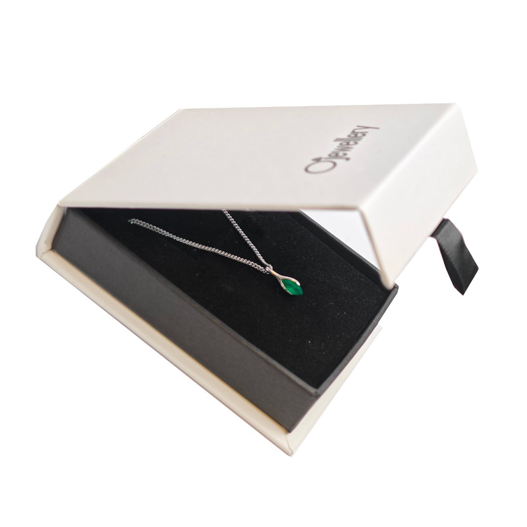 Onyx Green Pendant Sterling Silver Minimalist Marquise