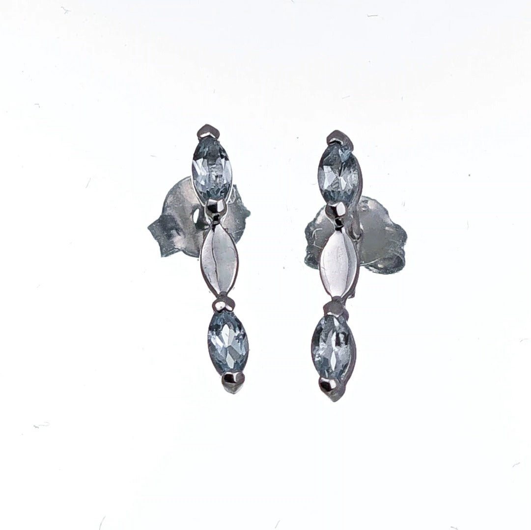 Aquamarine Earrings Sterling Silver Studs Infinity Marquise