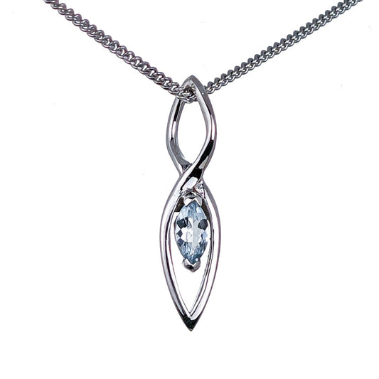 Aquamarine Pendant Sterling Silver Marquise Dangle