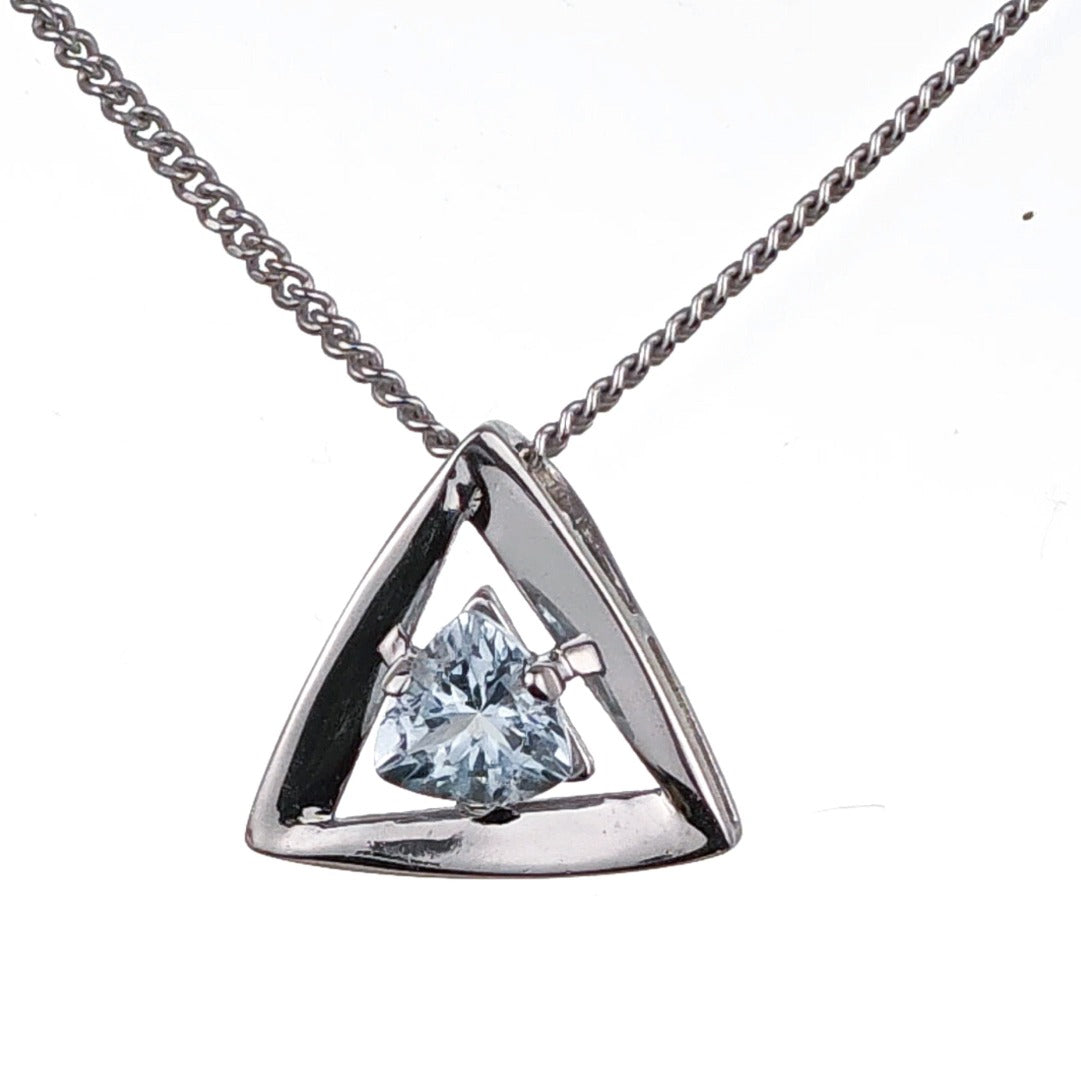 Aquamarine Pendant Sterling Silver Trillion