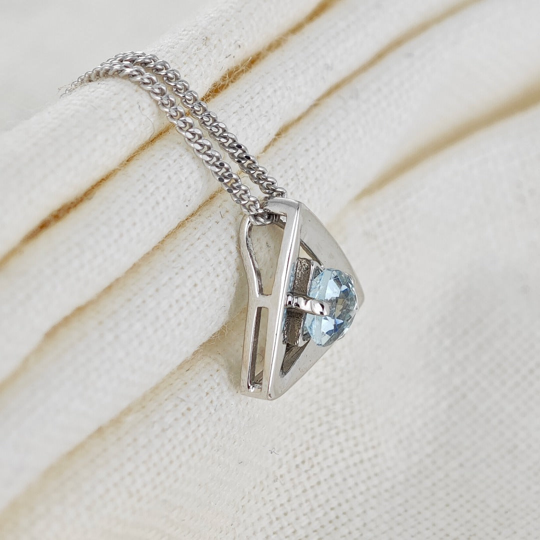 Aquamarine Pendant Sterling Silver Trillion