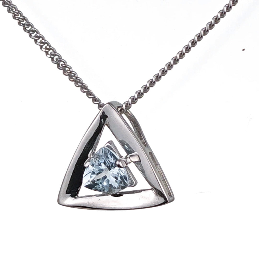 Aquamarine Pendant Sterling Silver Trillion