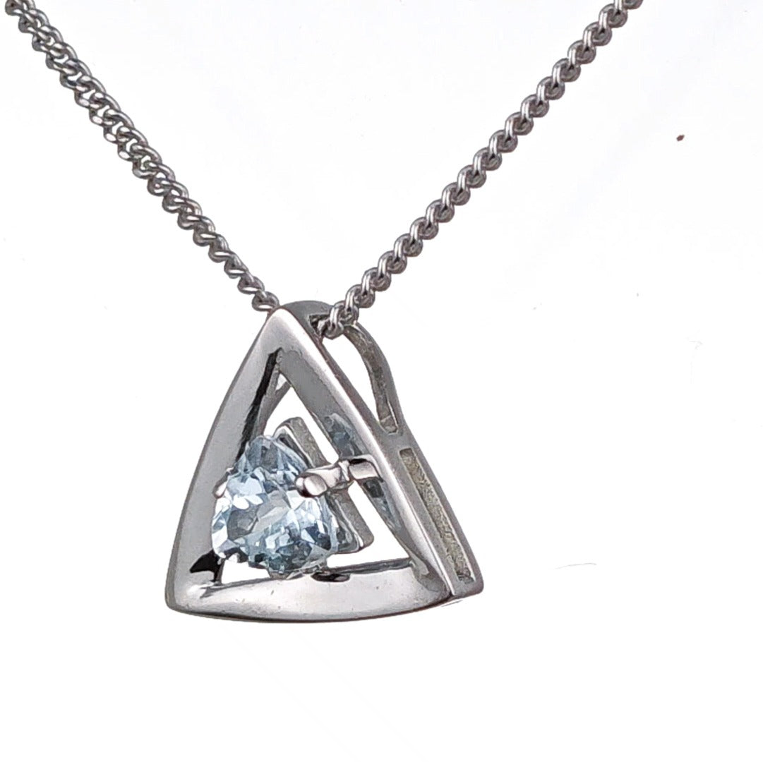 Aquamarine Pendant Sterling Silver Trillion