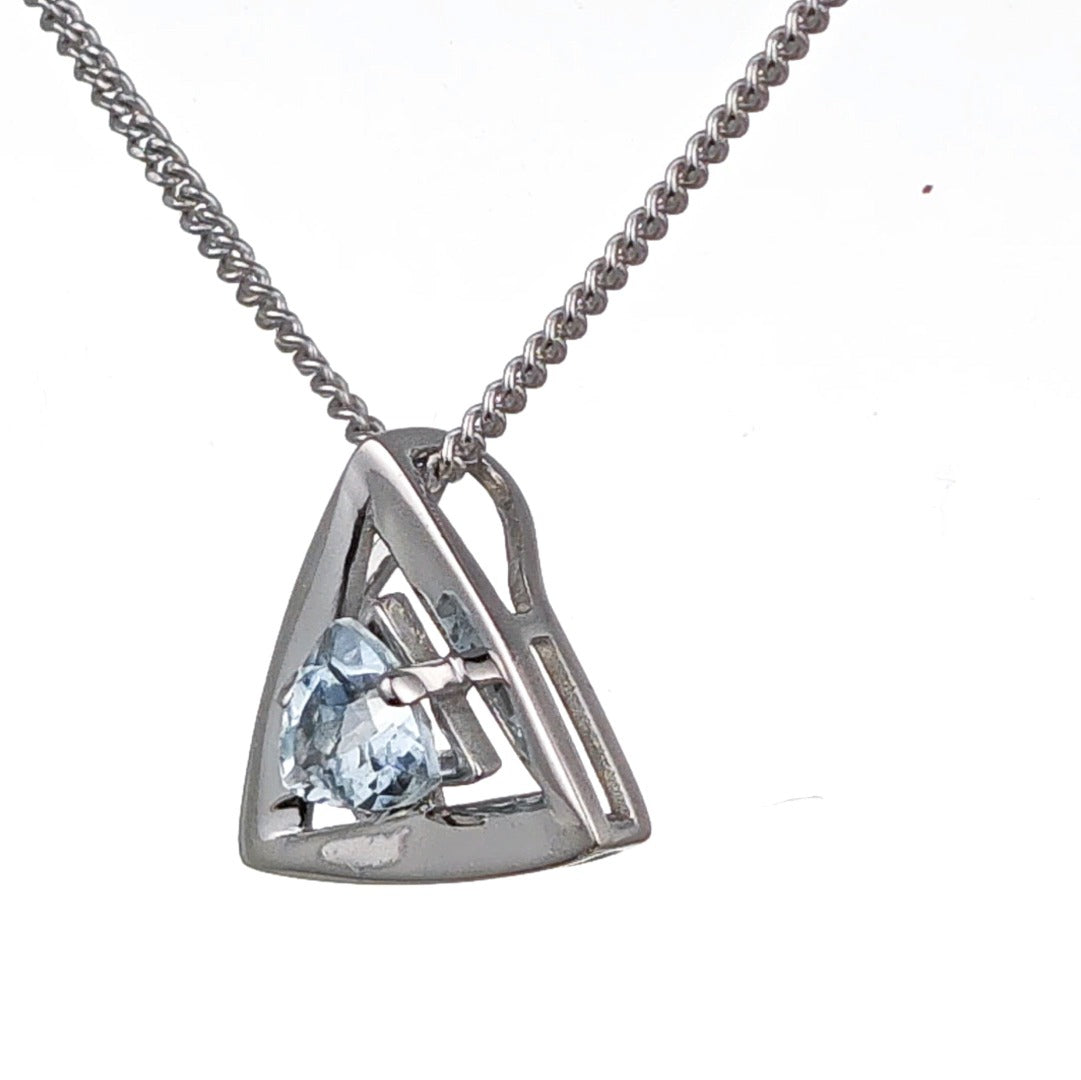 Aquamarine Pendant Sterling Silver Trillion