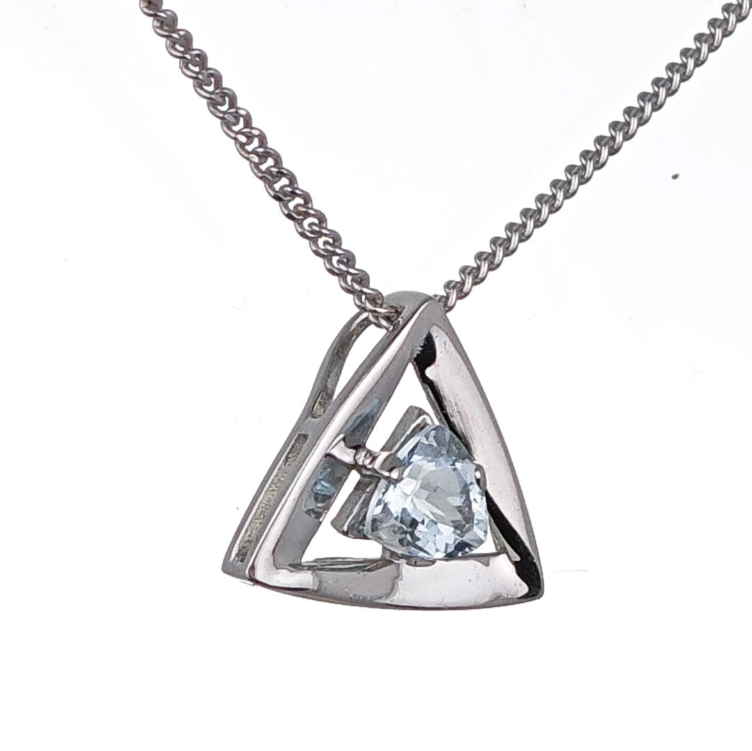 Aquamarine Pendant Sterling Silver Trillion