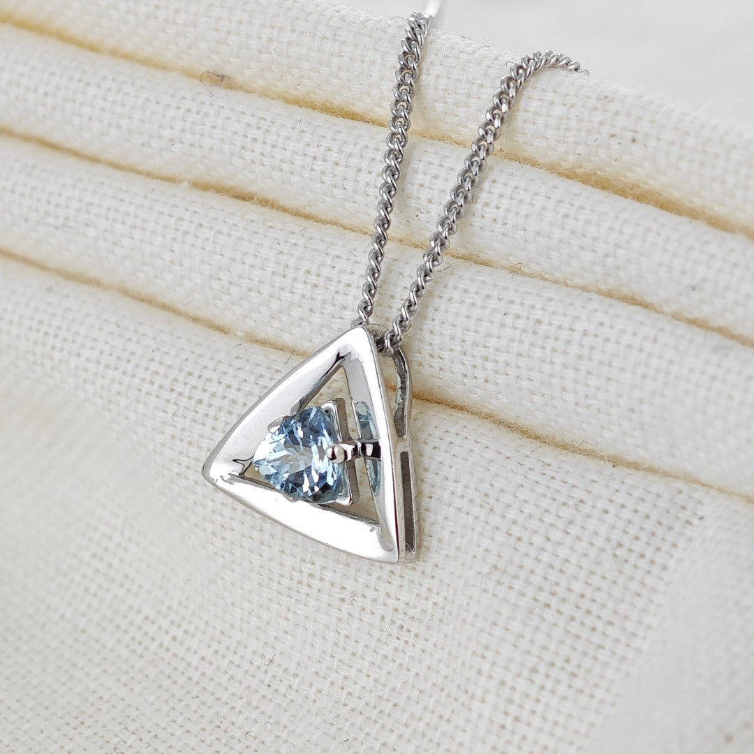 Aquamarine Pendant Sterling Silver Trillion