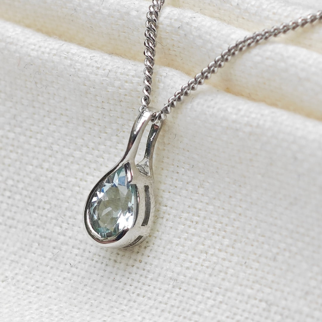 Aquamarine Pendant Sterling Silver Infinity Loop