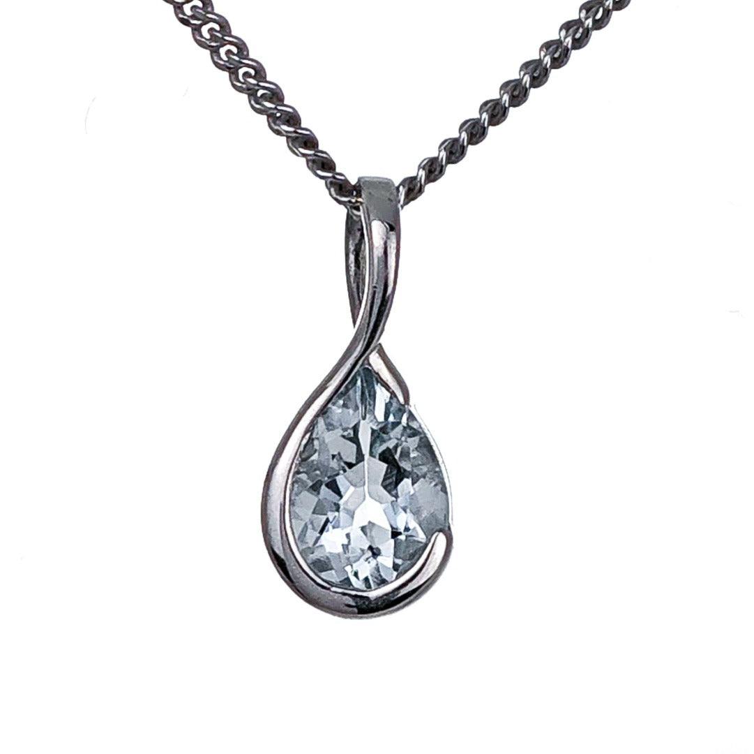 Aquamarine Pendant Sterling Silver Infinity Loop