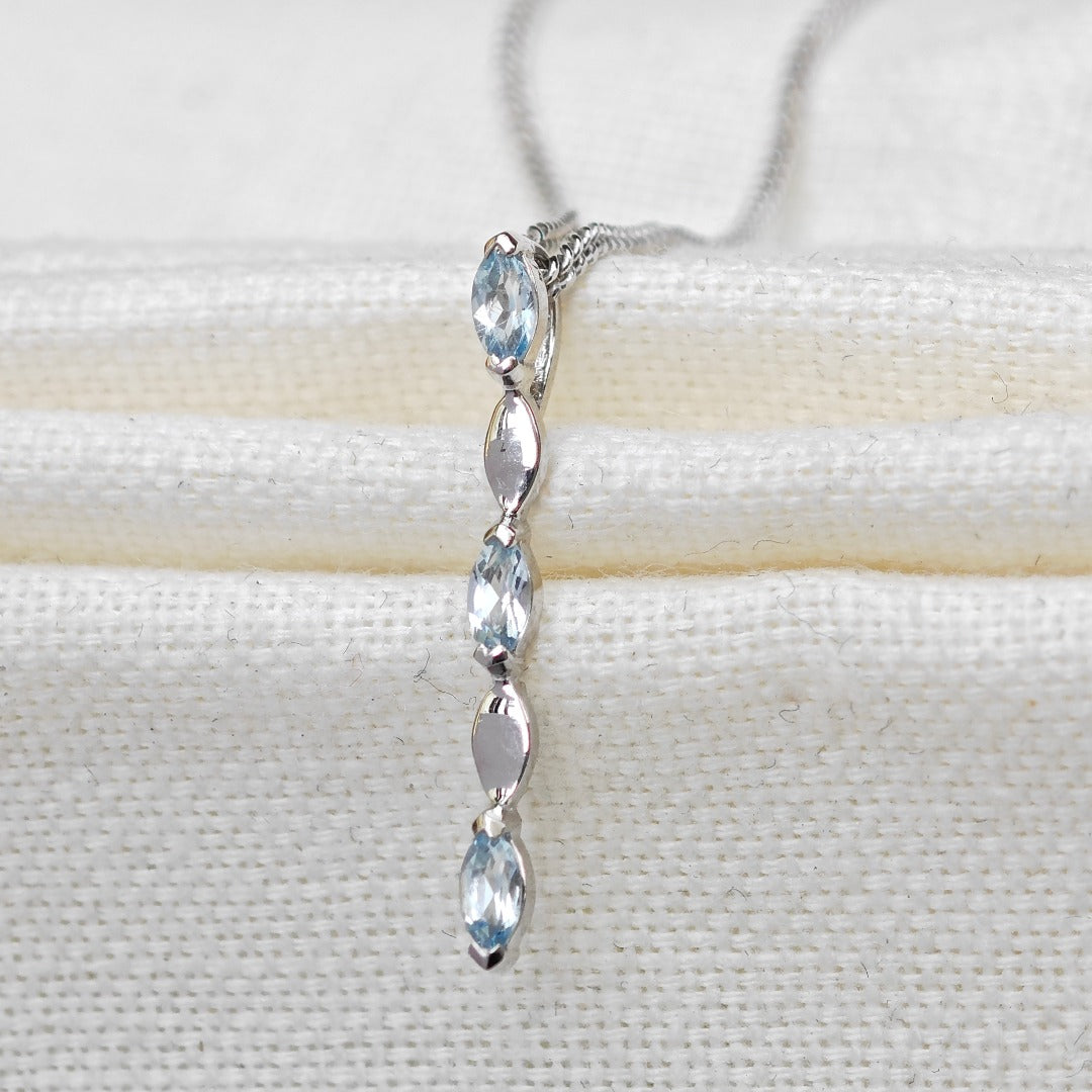 Aquamarine Necklace Sterling Silver Infinity Marquise