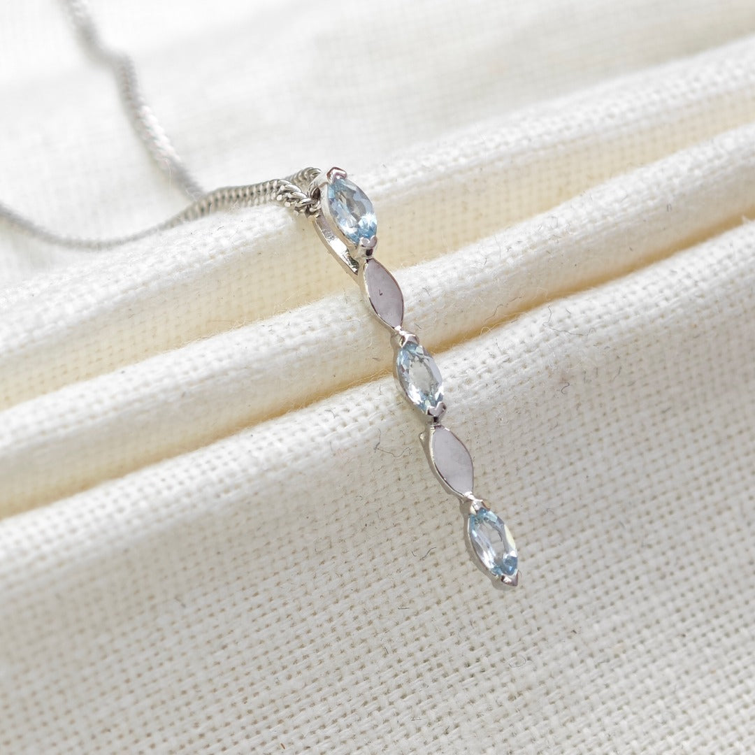 Aquamarine Necklace Sterling Silver Infinity Marquise