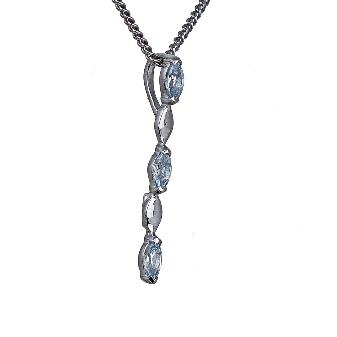 Aquamarine Necklace Sterling Silver Infinity Marquise