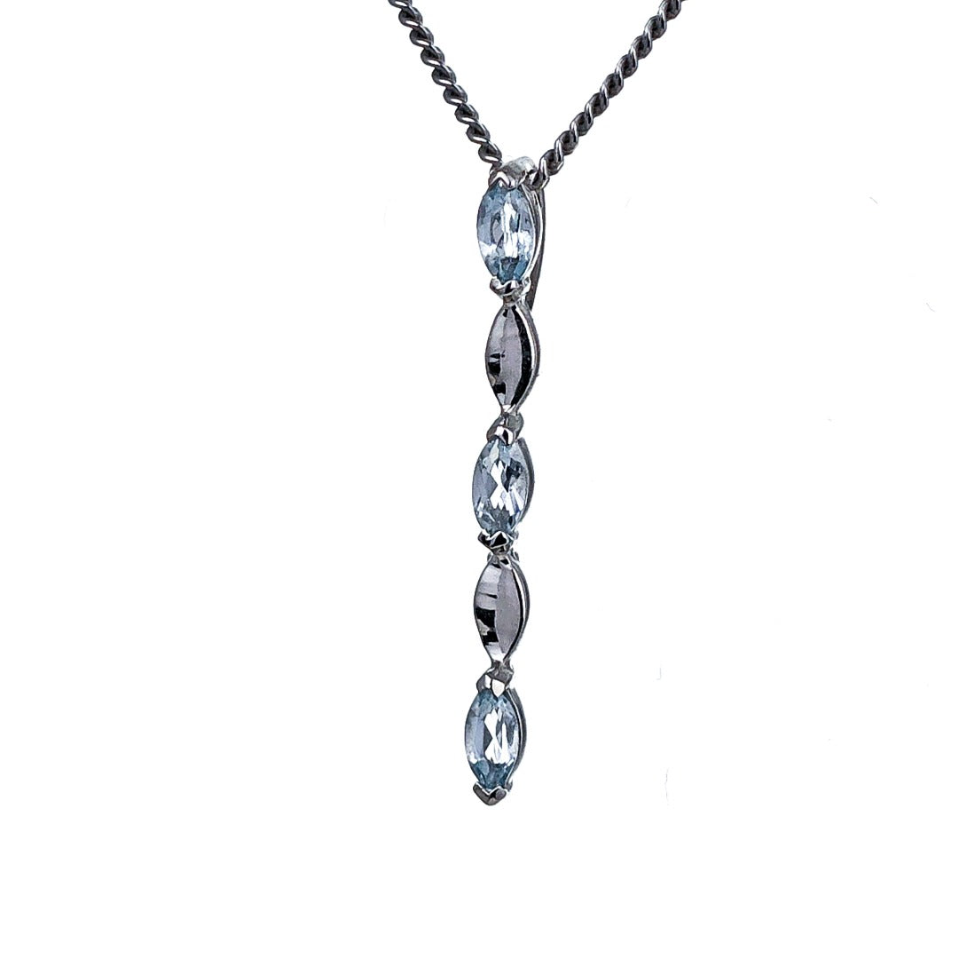 Aquamarine Necklace Sterling Silver Infinity Marquise