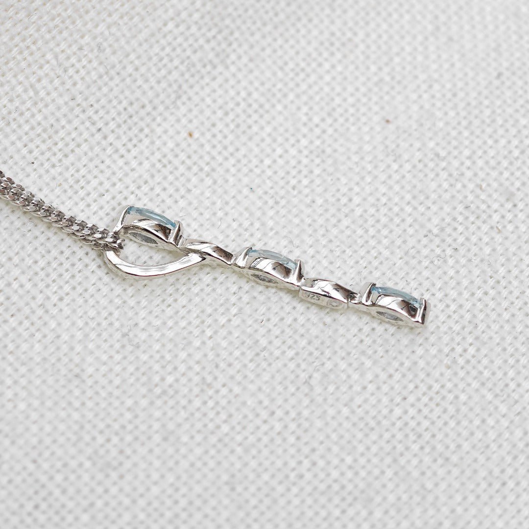 Aquamarine Necklace Sterling Silver Infinity Marquise