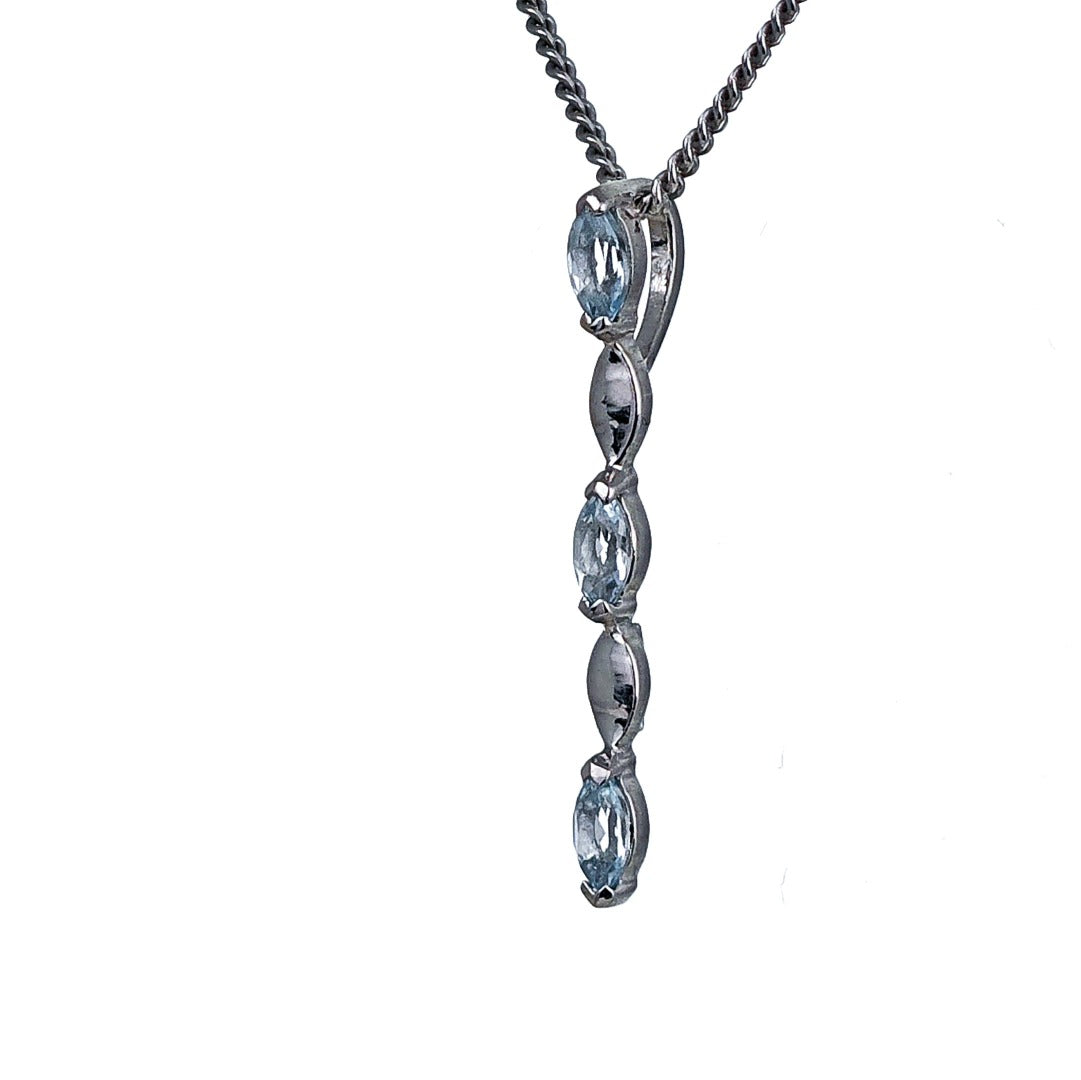 Aquamarine Necklace Sterling Silver Infinity Marquise