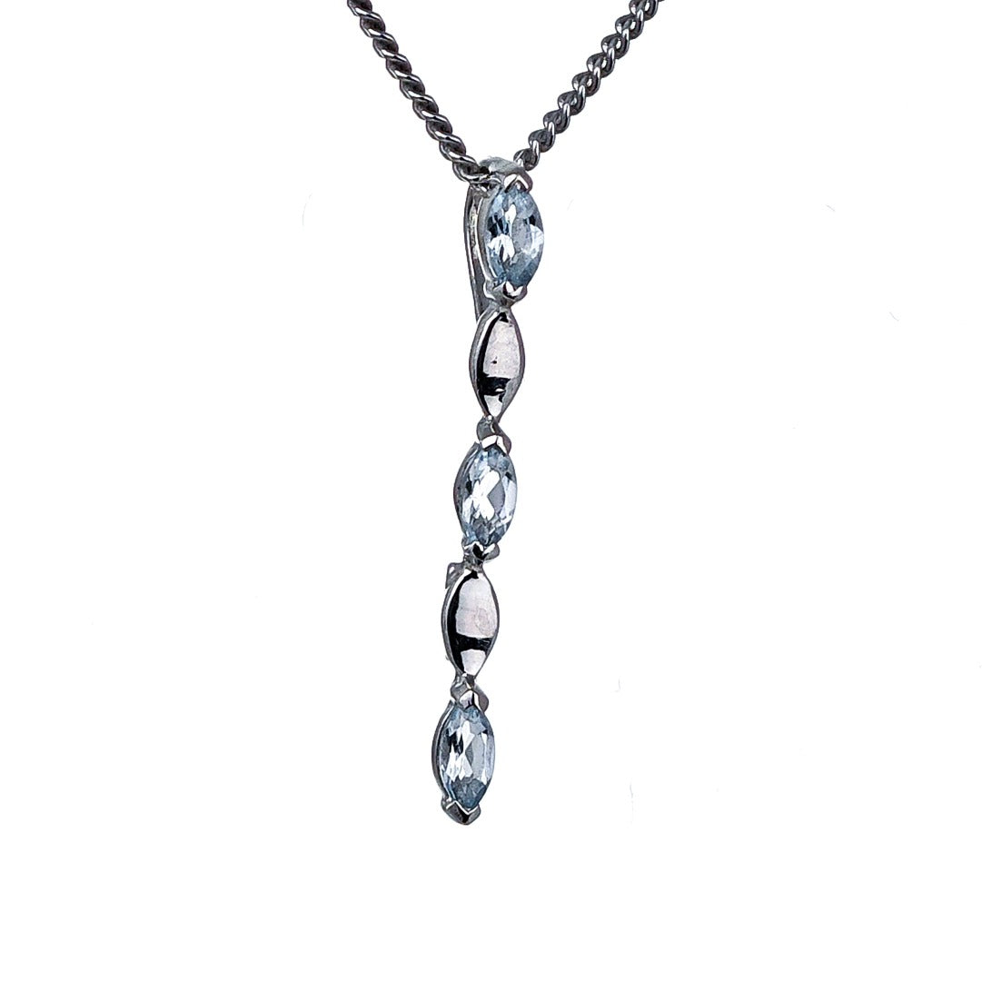 Aquamarine Necklace Sterling Silver Infinity Marquise