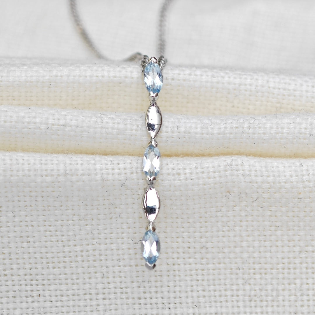 Aquamarine Necklace Sterling Silver Infinity Marquise