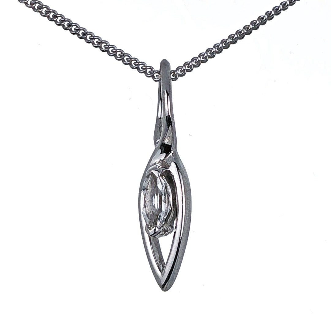 White Topaz Pendant Sterling Silver Marquise Infinity Loop