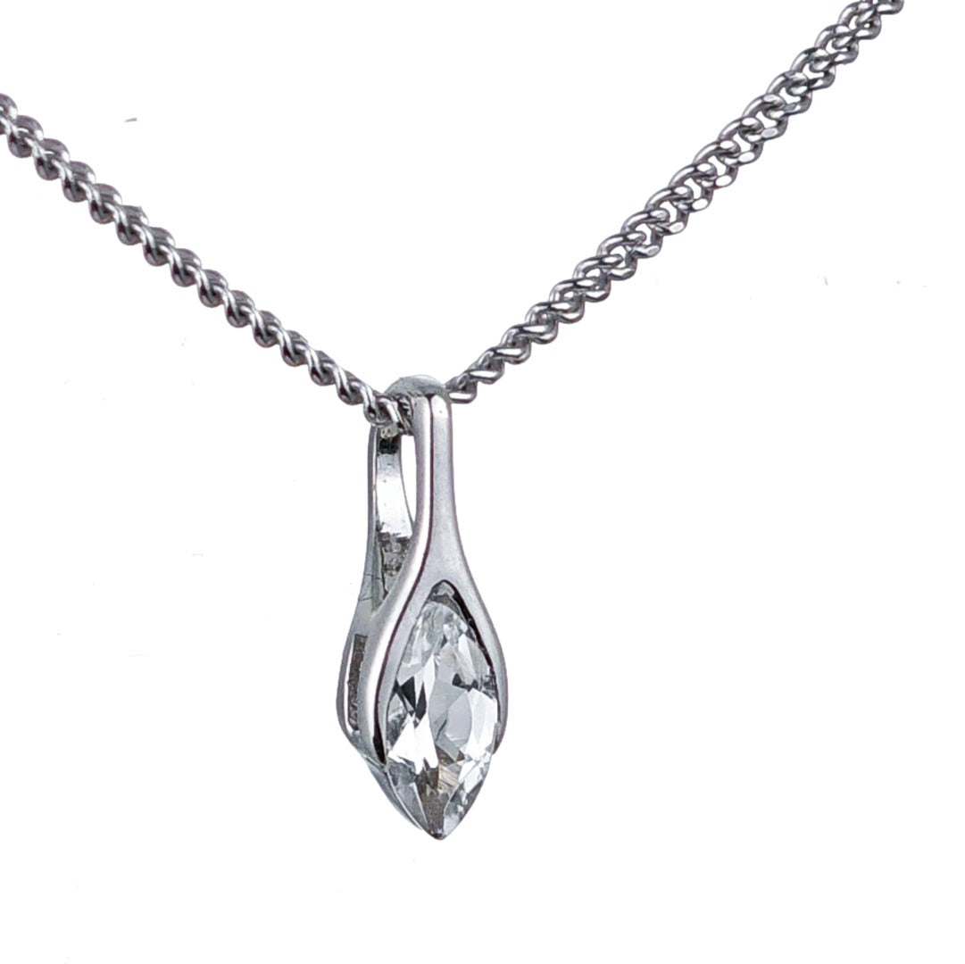 White Topaz Pendant Sterling Silver Minimalist Marquise