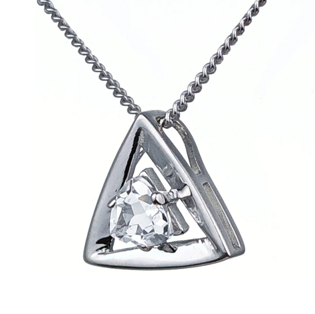 White Topaz Pendant Sterling Silver Trillion