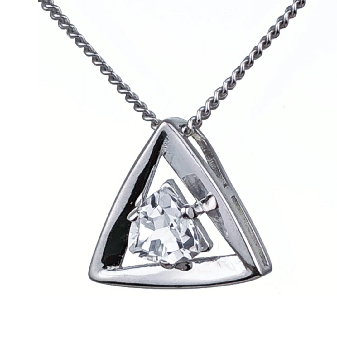 White Topaz Pendant Sterling Silver Trillion