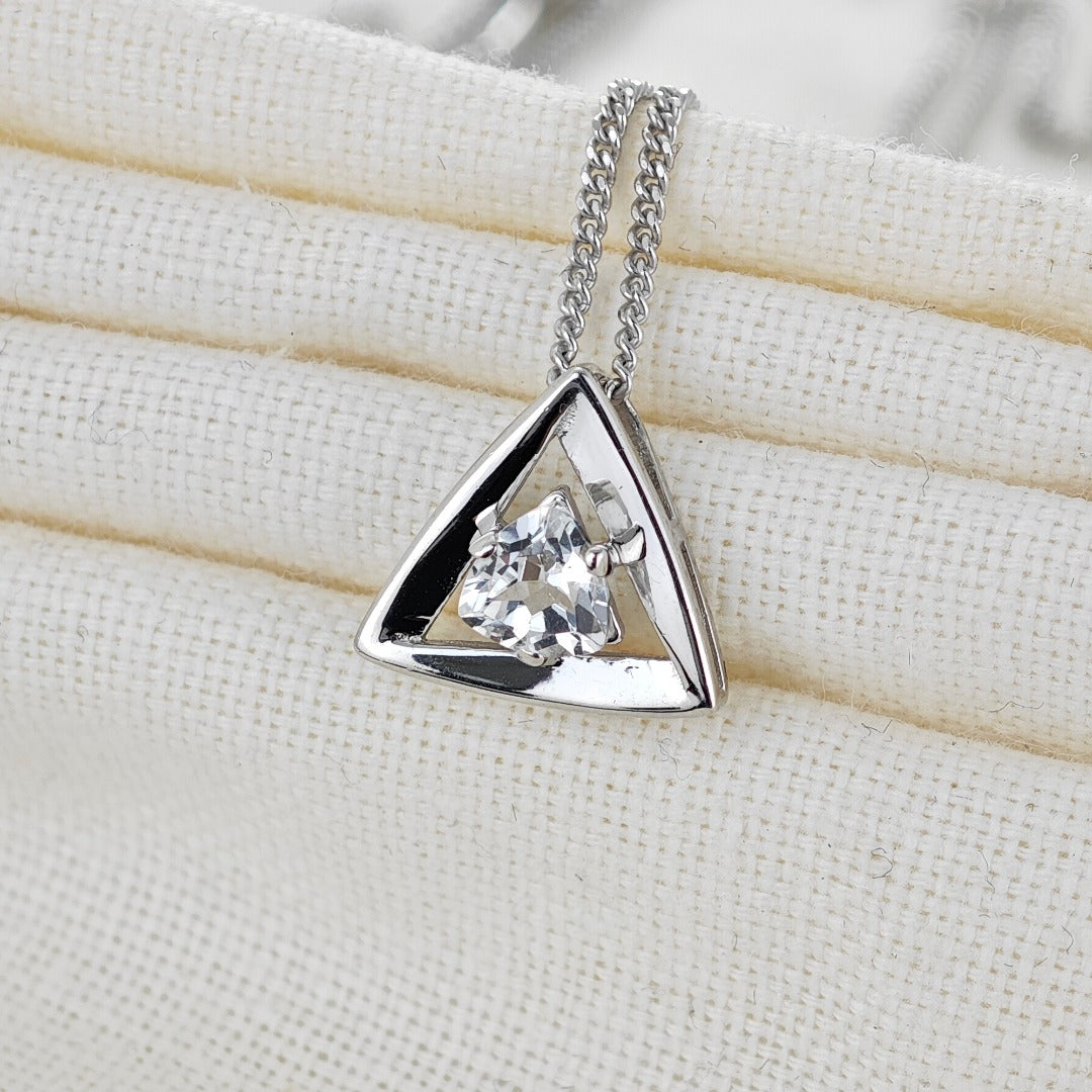 White Topaz Pendant Sterling Silver Trillion