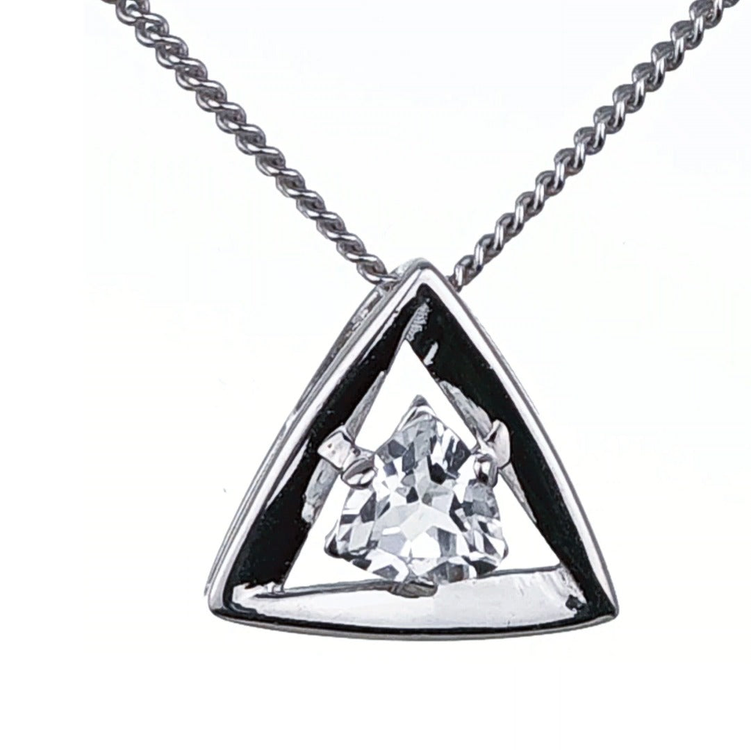 White Topaz Pendant Sterling Silver Trillion