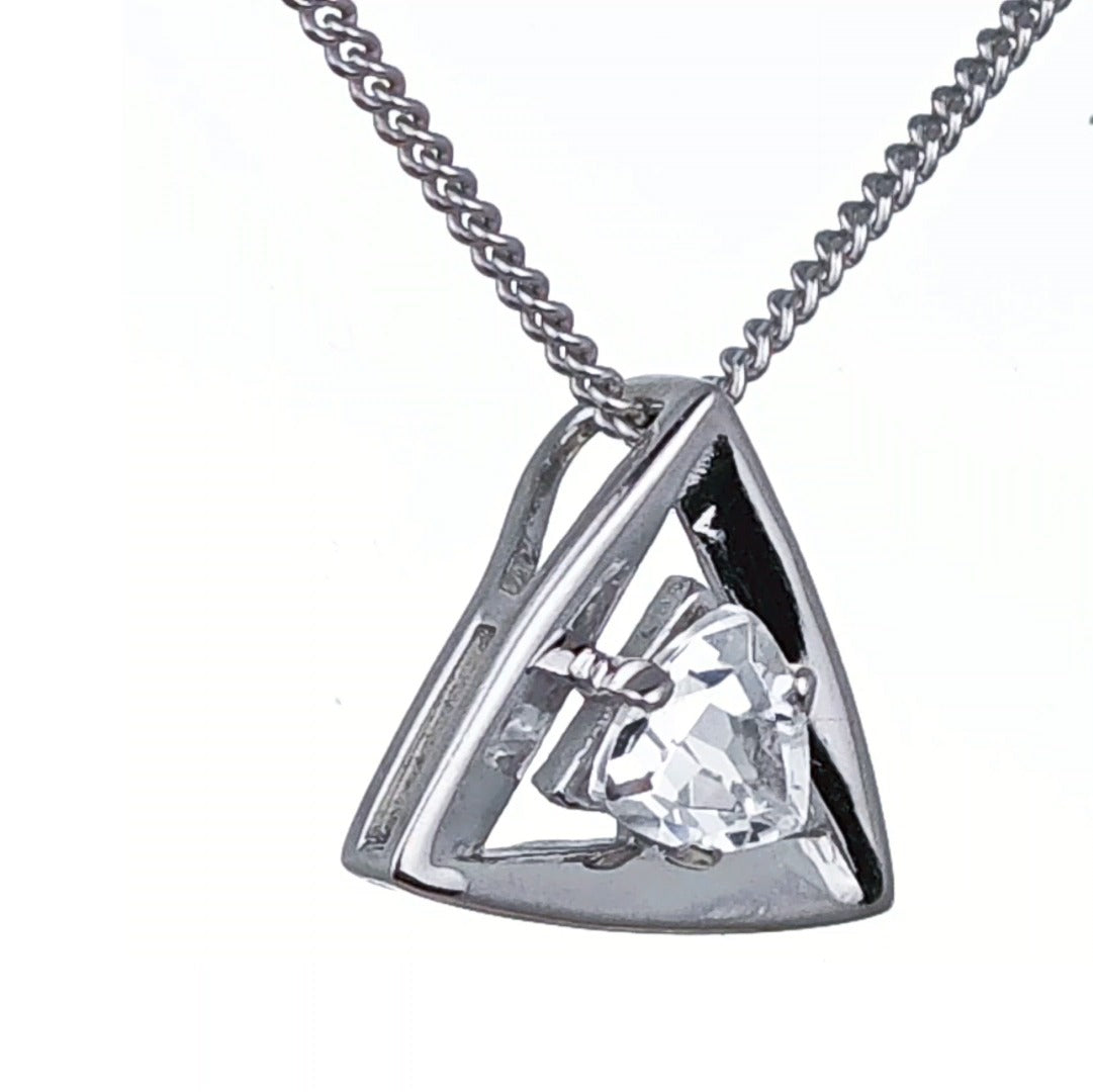 White Topaz Pendant Sterling Silver Trillion