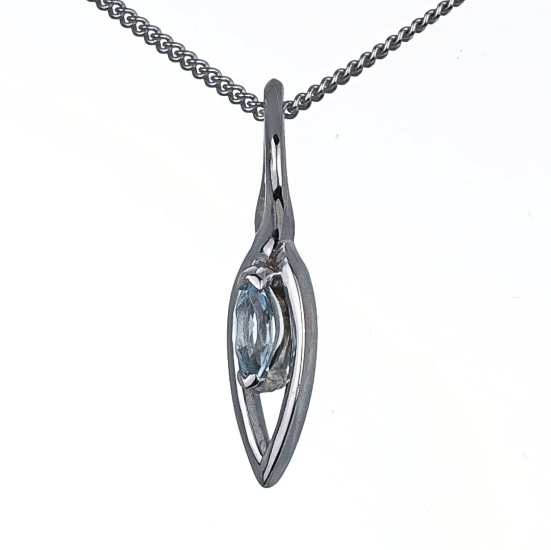 Blue Topaz Pendant Sterling Silver Marquise Infinity Loop