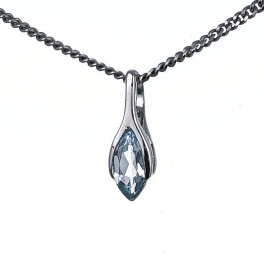 Blue Topaz Pendant Sterling Silver Minimalist Marquise