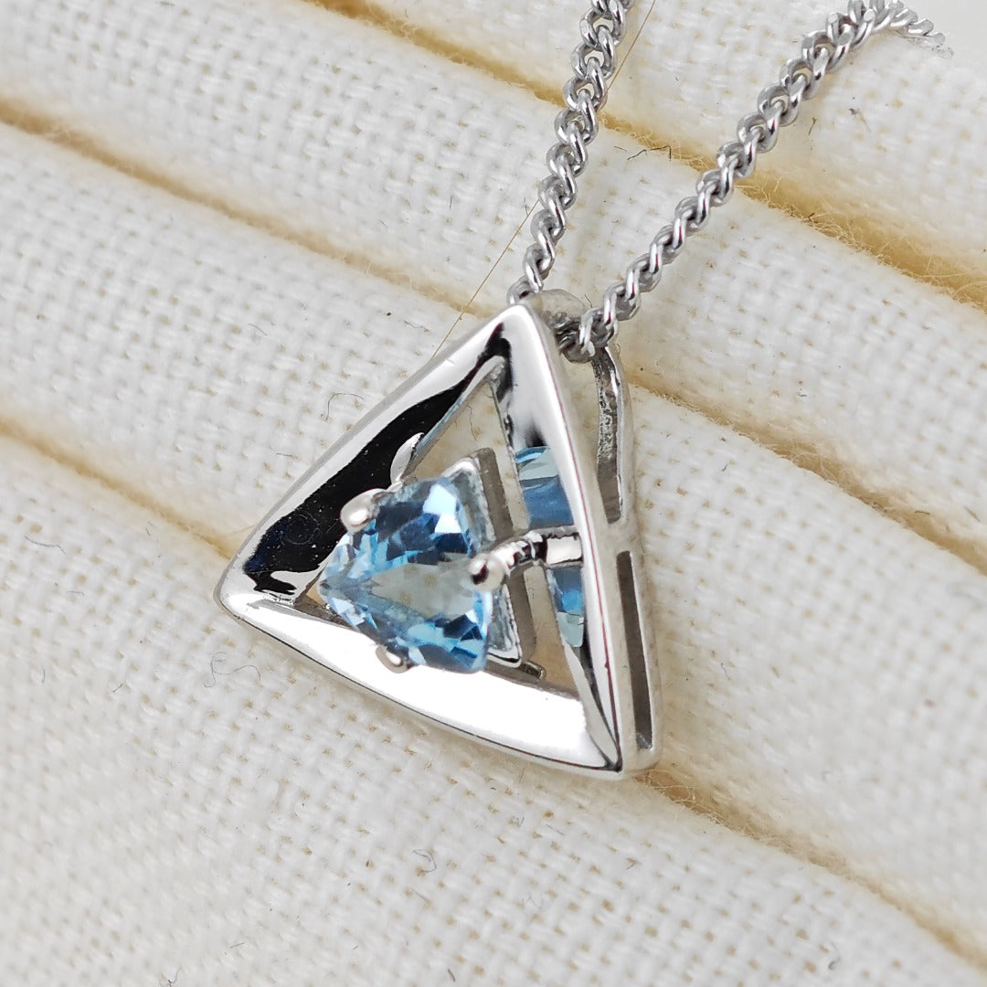 Blue Topaz Pendant Sterling Silver Trillion