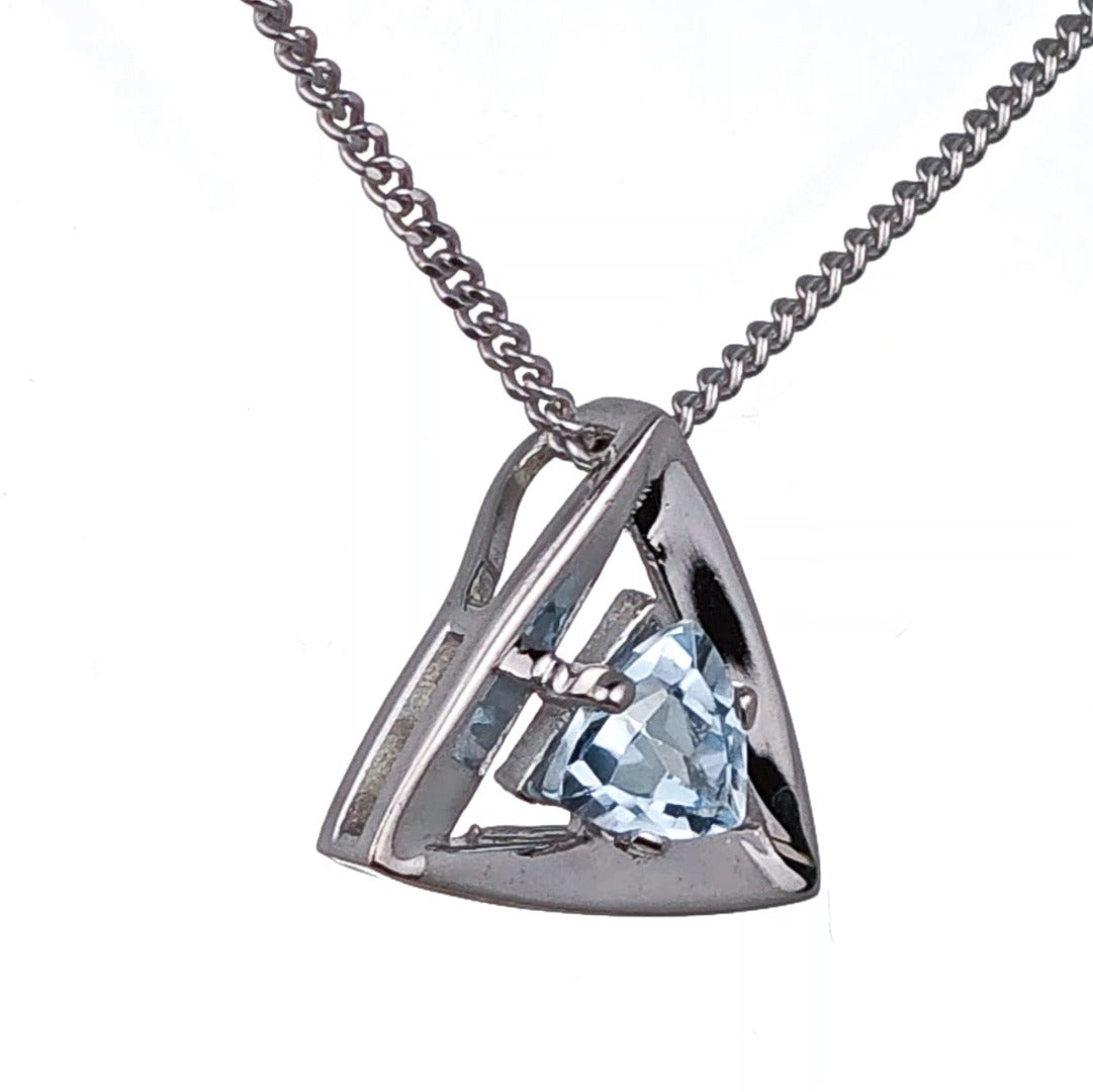 Blue Topaz Pendant Sterling Silver Trillion