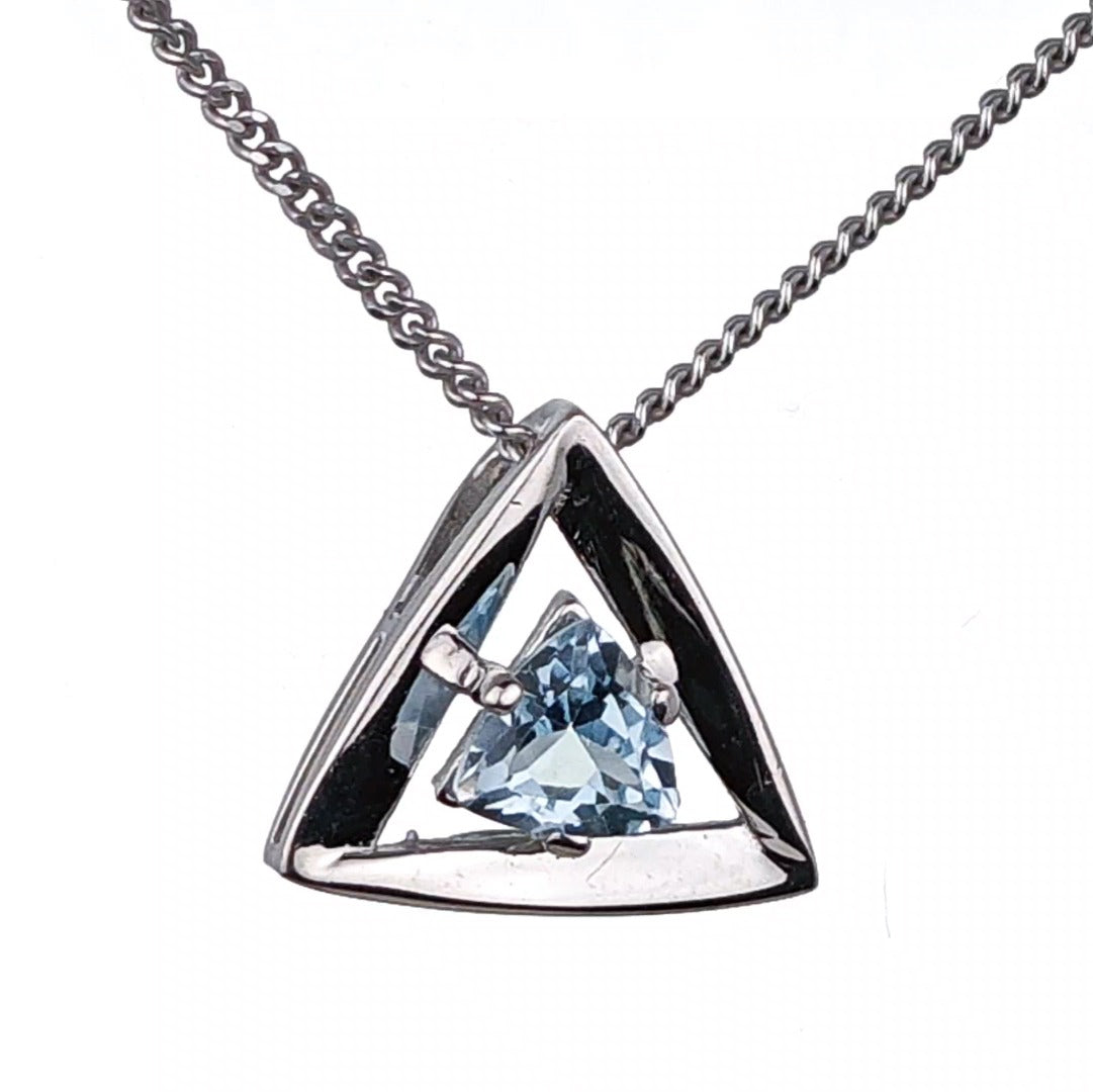 Blue Topaz Pendant Sterling Silver Trillion