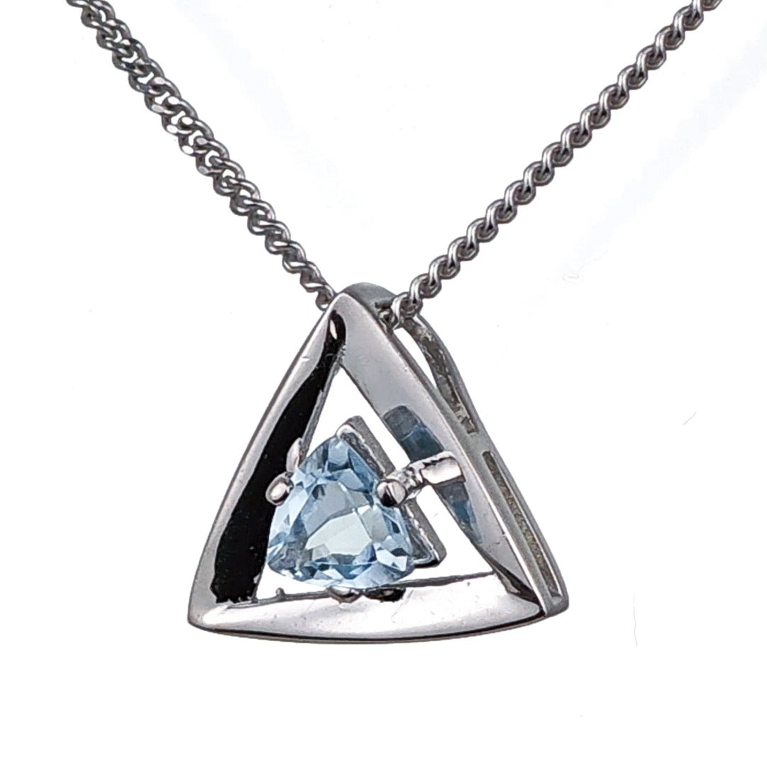 Blue Topaz Pendant Sterling Silver Trillion