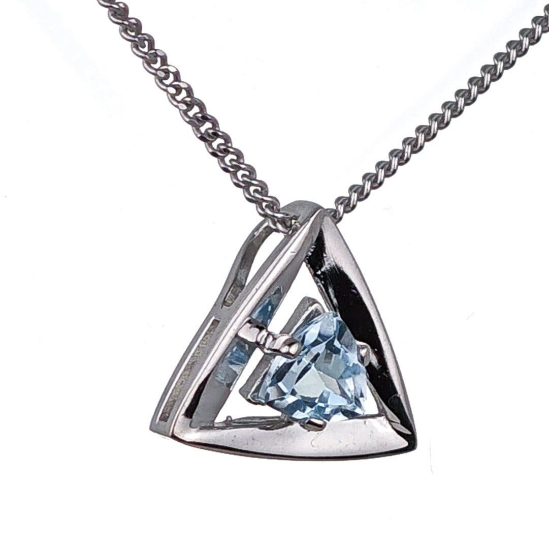 Blue Topaz Pendant Sterling Silver Trillion