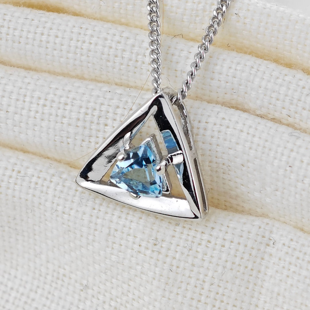 Blue Topaz Pendant Sterling Silver Trillion