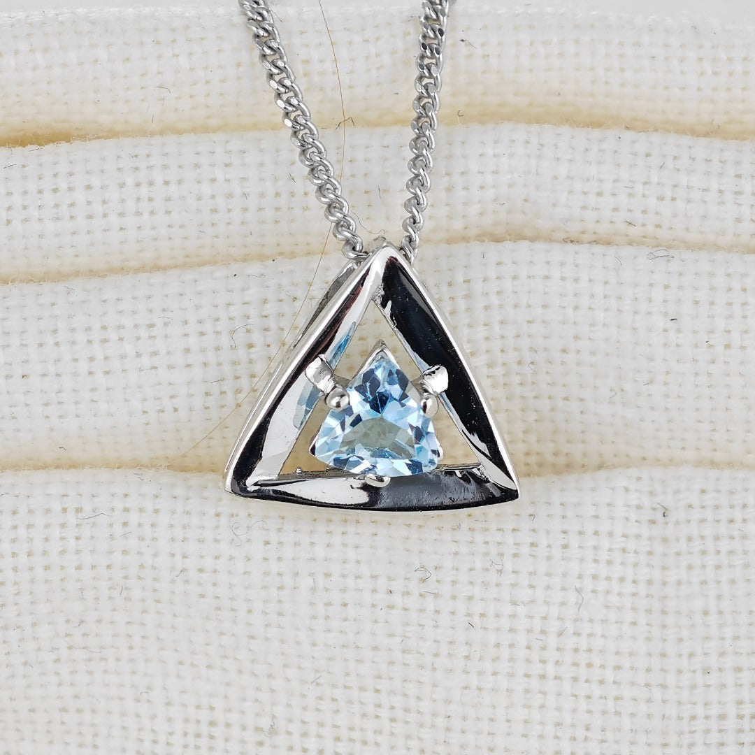 Blue Topaz Pendant Sterling Silver Trillion