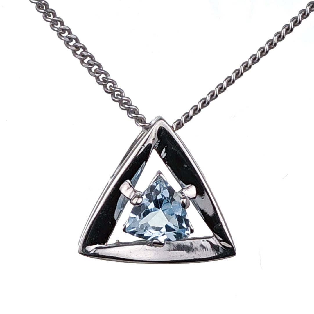 Blue Topaz Pendant Sterling Silver Trillion