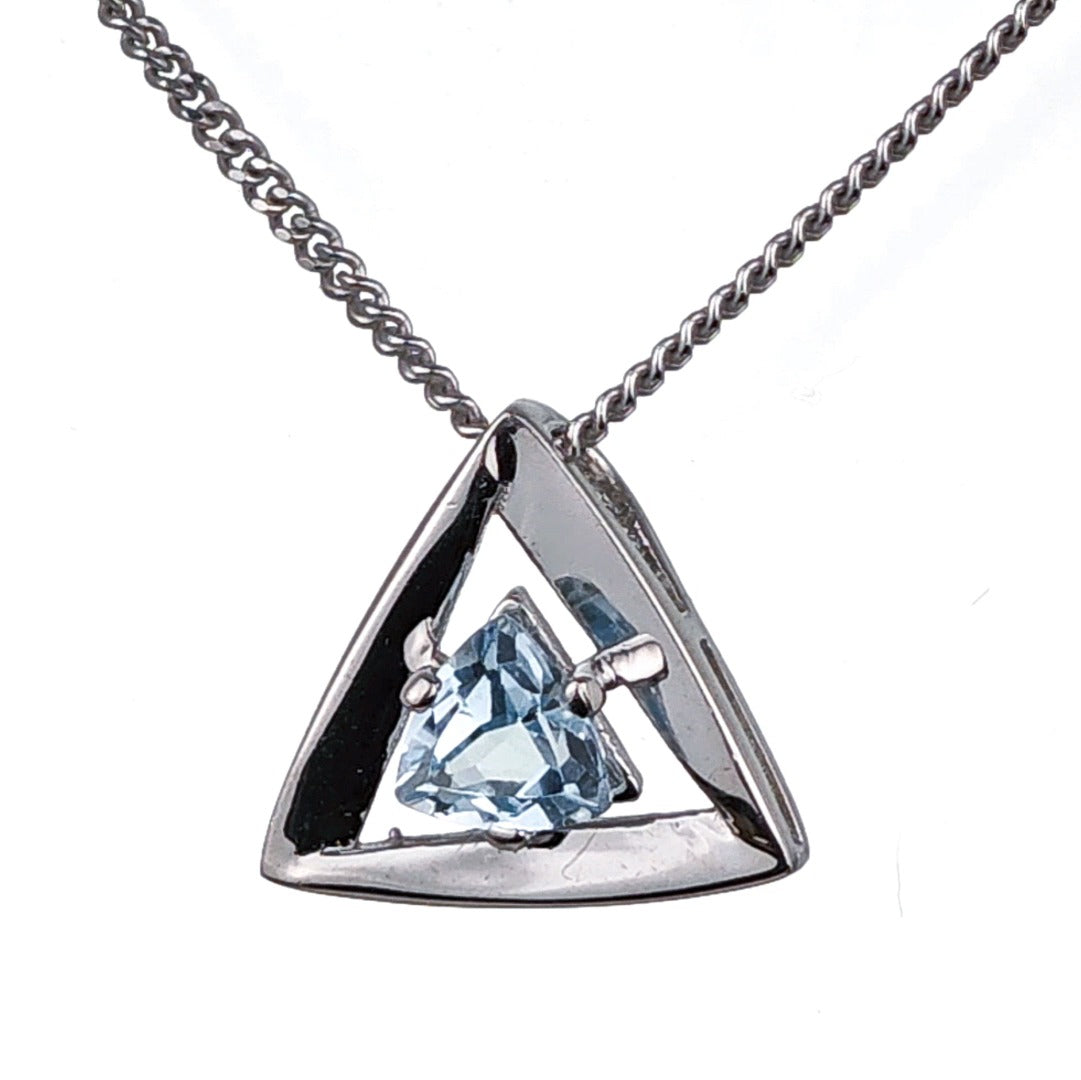 Blue Topaz Pendant Sterling Silver Trillion