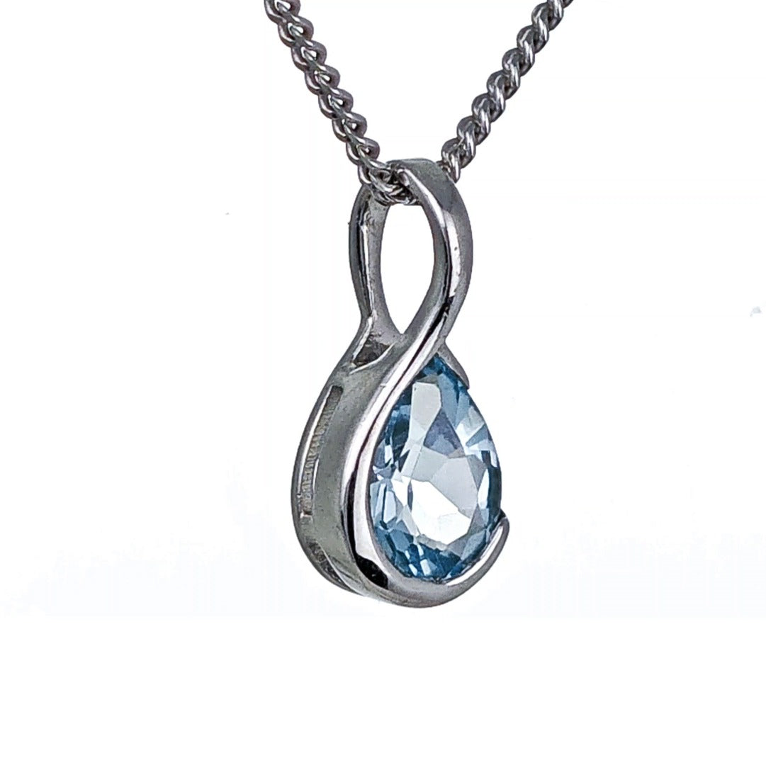 Blue Topaz Pendant Sterling Silver Infinity Loop