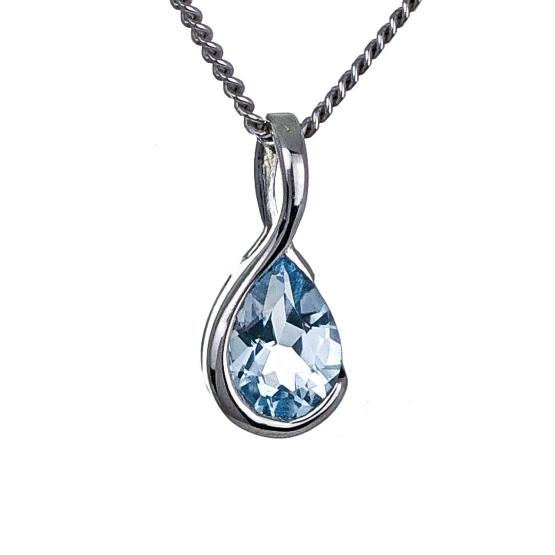 Blue Topaz Pendant Sterling Silver Infinity Loop