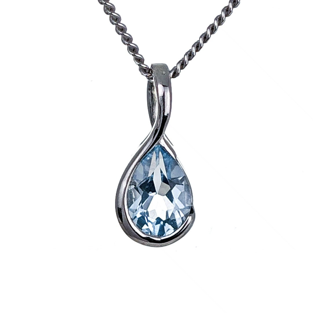 Blue Topaz Pendant Sterling Silver Infinity Loop