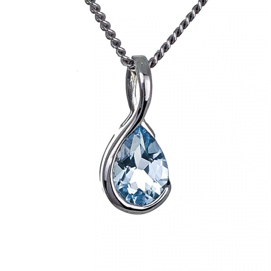 Blue Topaz Pendant Sterling Silver Infinity Loop