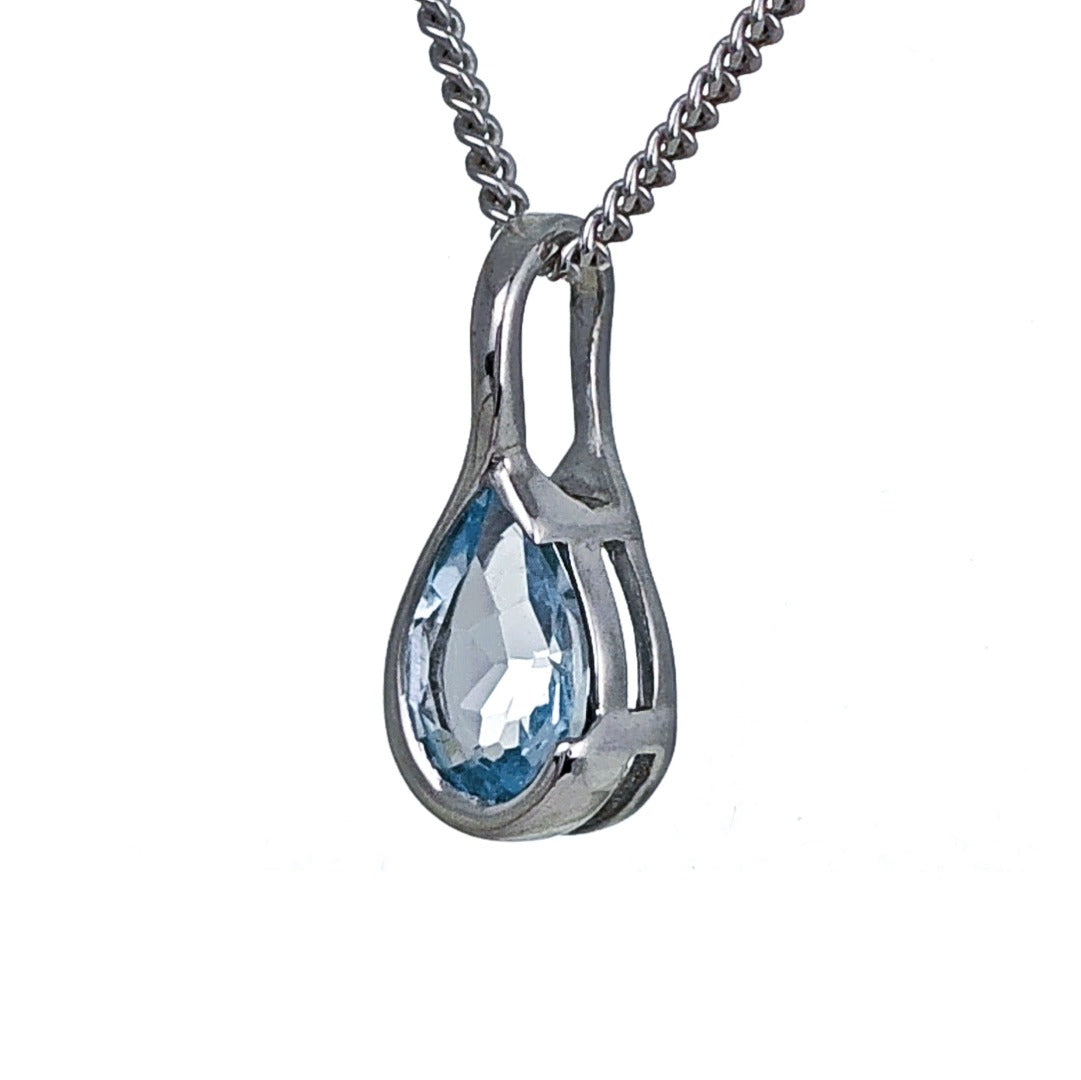 Blue Topaz Pendant Sterling Silver Infinity Loop