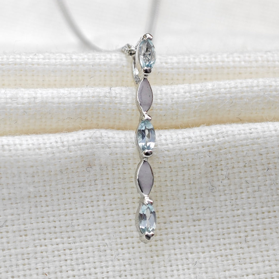 Blue Topaz Pendant Sterling Silver Infinity Marquise