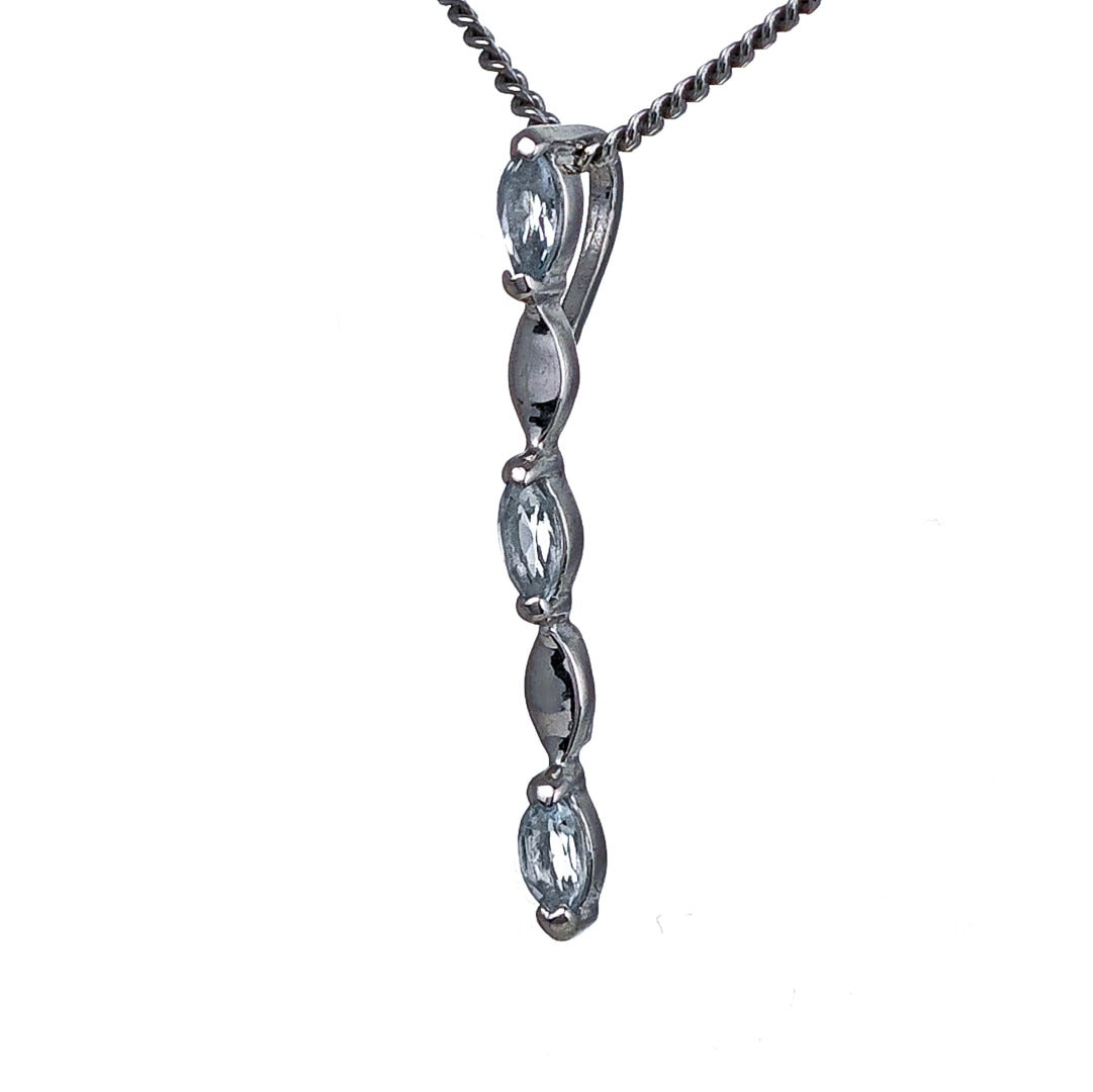 Blue Topaz Pendant Sterling Silver Infinity Marquise