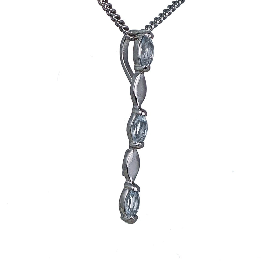 Blue Topaz Pendant Sterling Silver Infinity Marquise