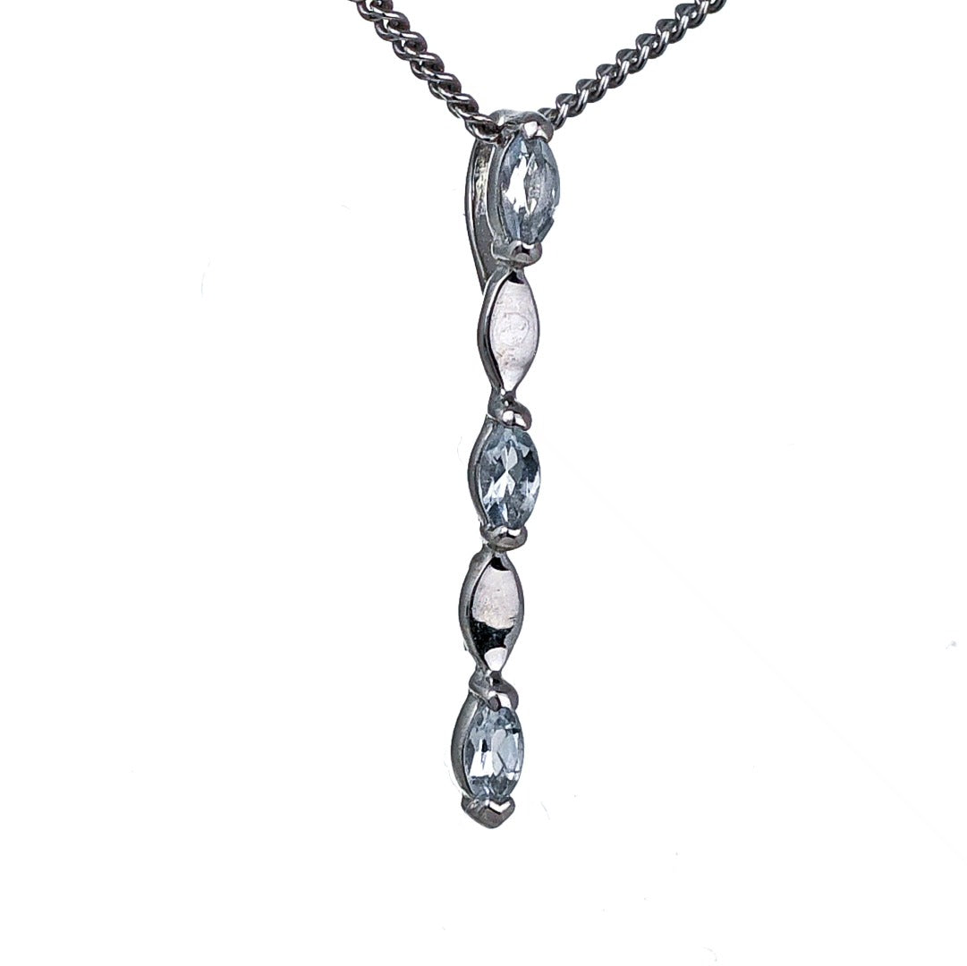 Blue Topaz Pendant Sterling Silver Infinity Marquise